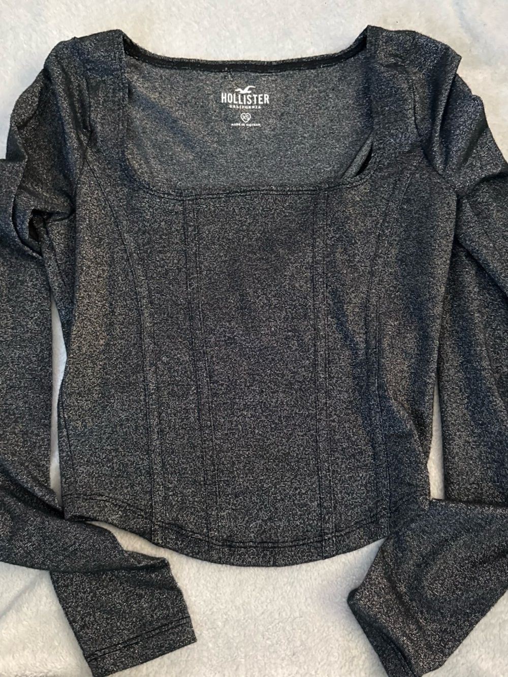 Hollister Black Metallic Logo Long Sleeve Top